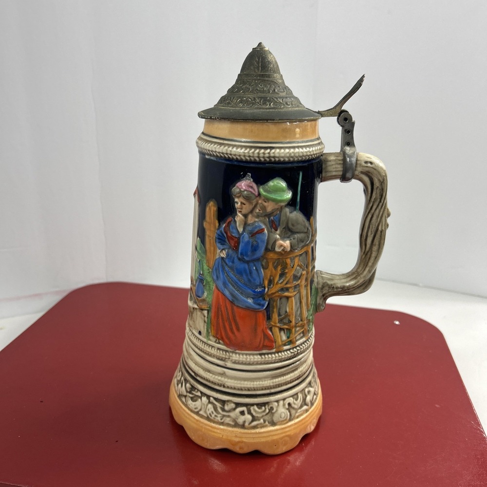 Vintage Musical Beer Stein-Music Box Does Work Made Japan 10.5" Tall